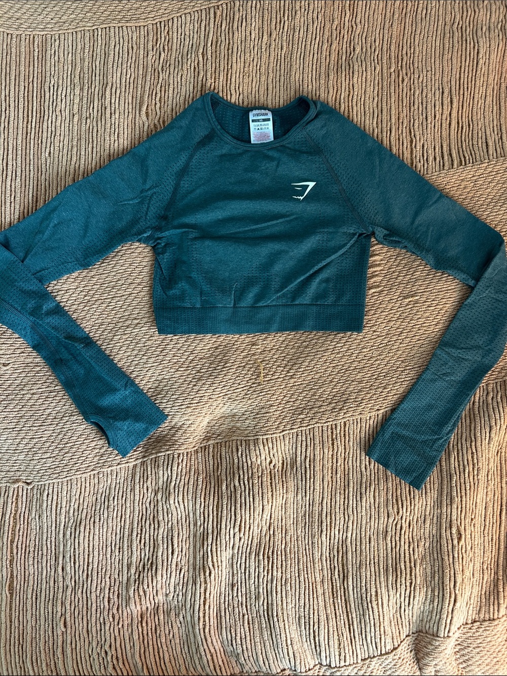 Gymshark Vital Seamless 2.0 Long Sleeve Crop Top - Dark Green Marl